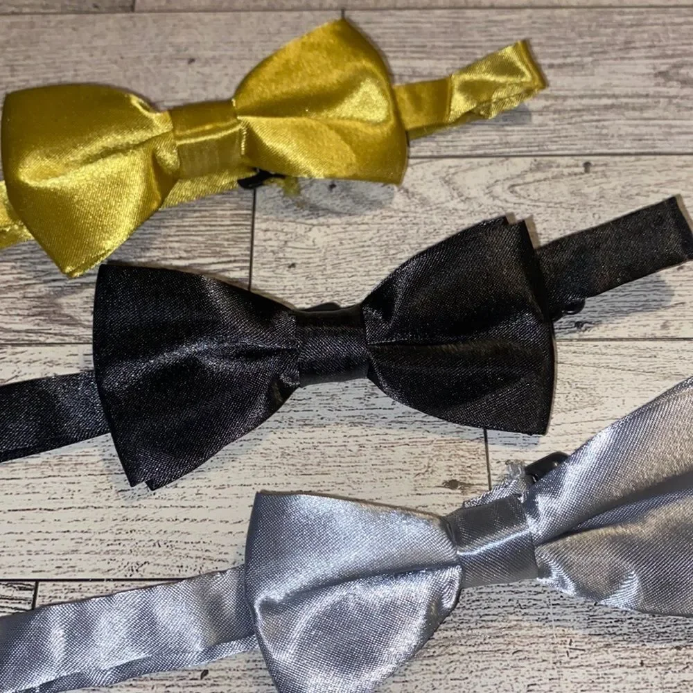 Youth Adjustable 4” Bow Tie Bundle, Metallic